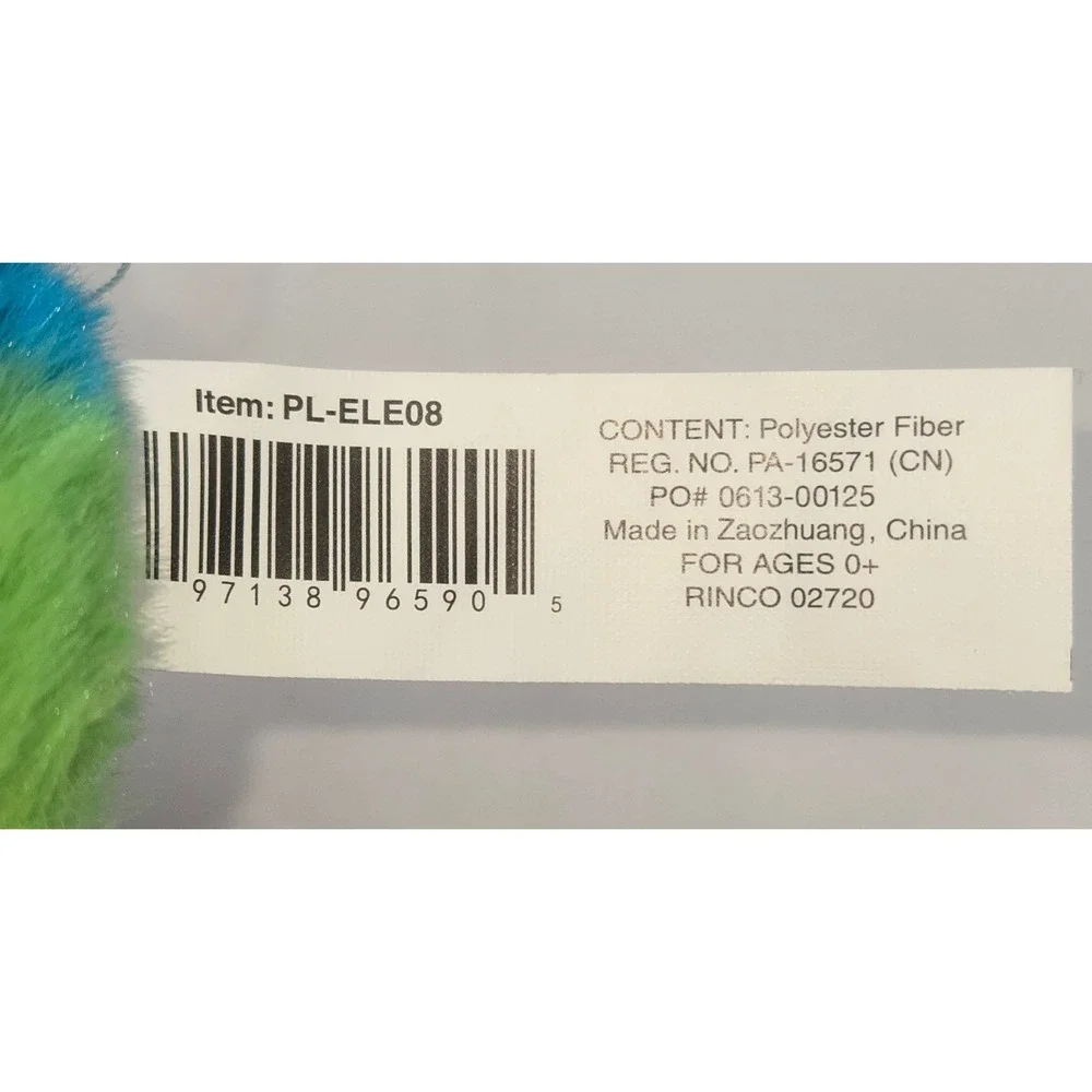 Nanco Rainbow Elephant Plush Stuffed Animal Multi‎ Color Tie dye Bright